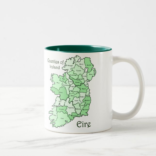 Landkreise von Irland-Karte Zweifarbige Tasse (Rechts)