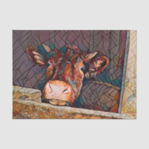 Landkuh im Stall Rustikale Farm Mosaik Kunst Seidenpapier