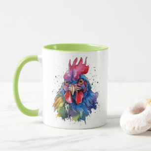 Landleben Hahn im Wasserfarbenstil Tasse