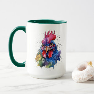 Landleben Hahn im Wasserfarbenstil Tasse