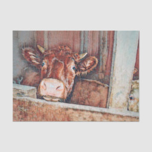 Ländlich-antike braune Kuh alter Country-Barn Seidenpapier