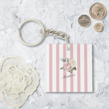 Ländlich-chic rosa gestreifter Rosenstrauß mit Mon