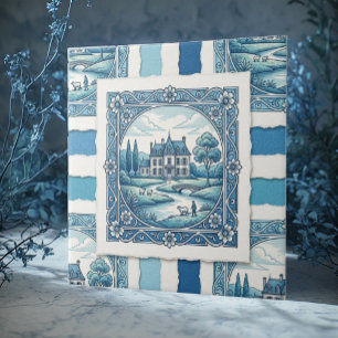 Ländlich-französische Toile De Jouy Vintage-rustik Fliese