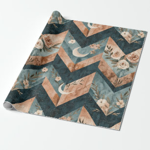 Ländlich Geometrische Blumengestaltung mit Halbmon Geschenkpapier