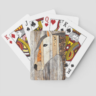Ländlich geometrischer Boho-Holzmaserung-Pferd Spielkarten