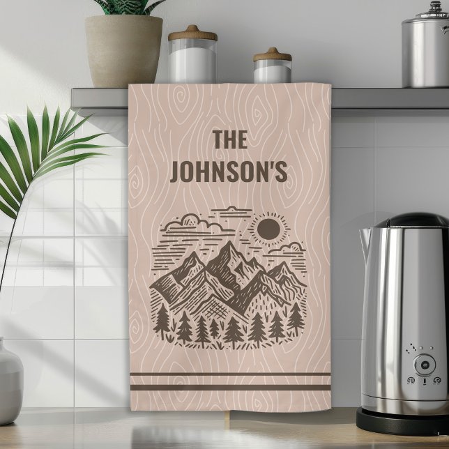 Ländlich Moderne Berge Custom Geschirrtuch (Rustic Modern Mountains Custom Name Kitchen or bathroom Towel)