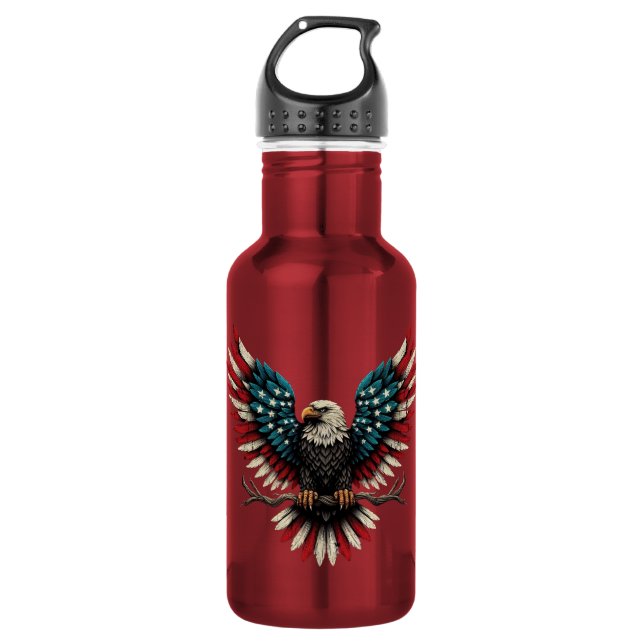Ländlich patriotischer amerikanischer/USA-Weißkopf Edelstahlflasche (Vorderseite)