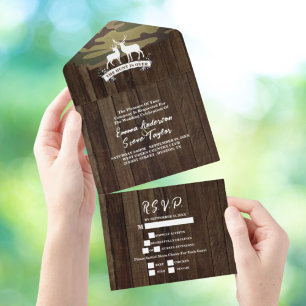 Ländlich Rustikal Die Jagd ist Vorbei Tarnung Hoch All In One Einladung