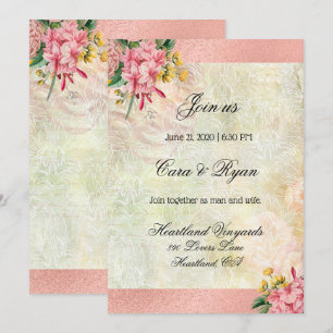 Ländlich Vintage Blumen Elegante Hochzeit Einladung