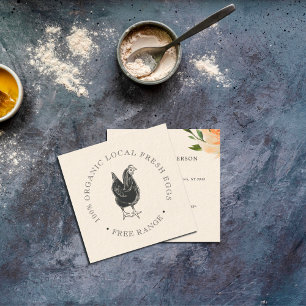 Ländlich Vintage Einfache Hühner Ei Farm Blumen Quadratische Visitenkarte