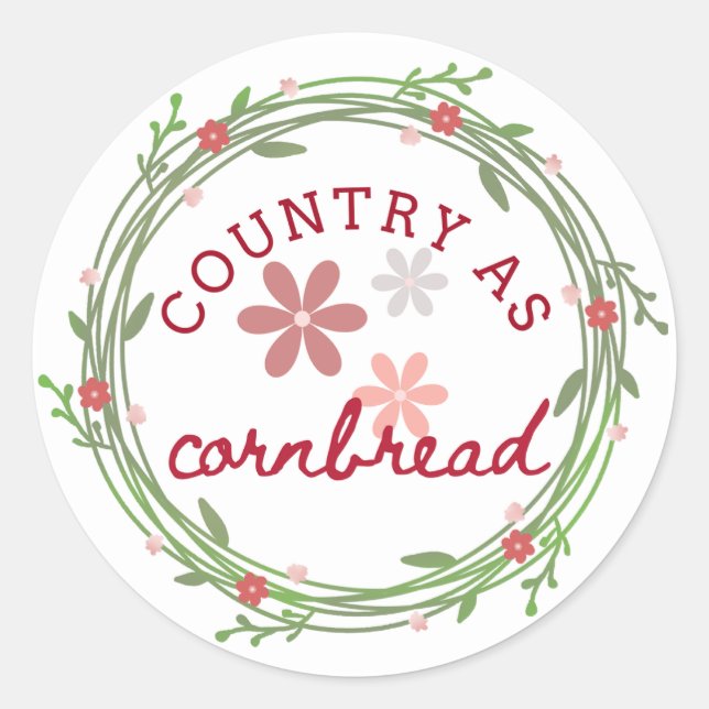 Ländlich wie Cornbread-Aufkleber Runder Aufkleber (Vorderseite)