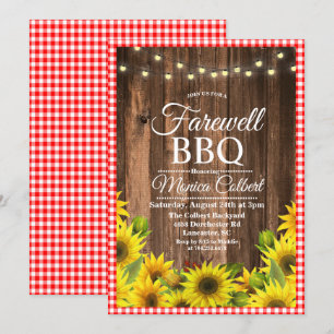 Ländliche Abschieds-Grillparty Sonnenblumen-Einlad Einladung