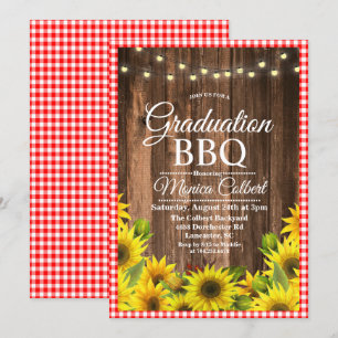 Ländliche Abschluss-BBQ-Sonnenblumen-Einladung Einladung