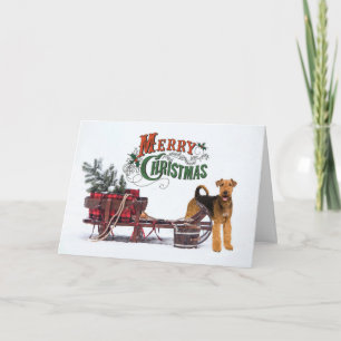 Ländliche Airedale-Weihnachten Feiertagskarte
