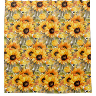 Ländliche Americana-Sonnenblumen-Duschvorhänge Duschvorhang