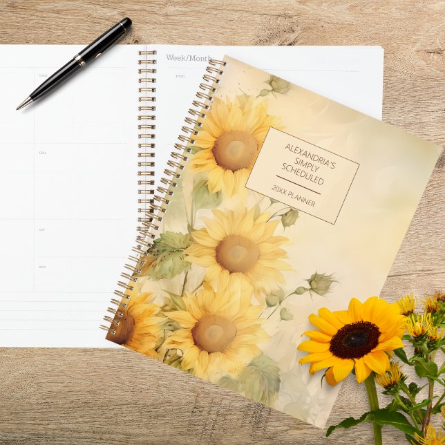 Ländliche Aquarell-Sonnenblume Planer (Von Creator hochgeladen)