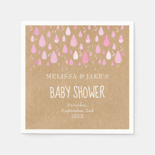 Ländliche Baby-Rosa-Regentropfen-Paar-Baby-Party Serviette