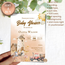 Ländliche Bauernhof-Tier-Baby-Shower-Einladung