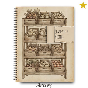Ländliche Bauernmarkt-Früchte-Gemüse-Rezeptsammlun Notizbuch