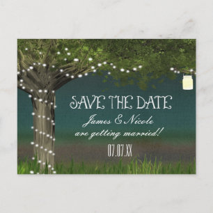 Ländliche Baum- und Lichter-Save-the-Date-Postkart Ankündigungspostkarte