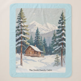 Ländliche Berghütte Schneeszene Berge Blau Sherpadecke