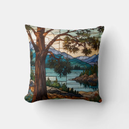 Ländliche Berglandschaft Buntglas  Kissen