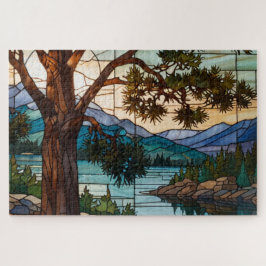 Ländliche Berglandschaft Buntglas  Puzzle