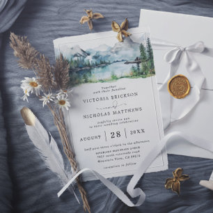Ländliche Bergwald-Hochzeit mit Budget-QR-Code Einladung