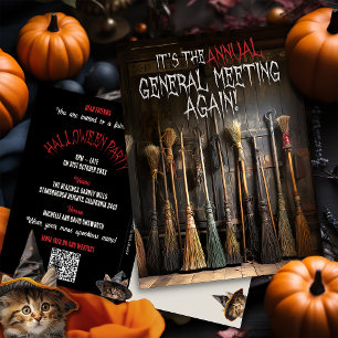 Ländliche Besenstiele Hexen Halloween-Einladung Postkarte