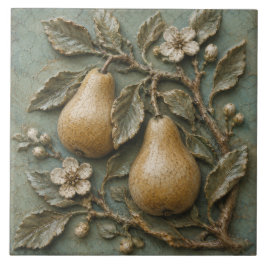 Ländliche Birnenblütenplantage Faux-Relief Fliese