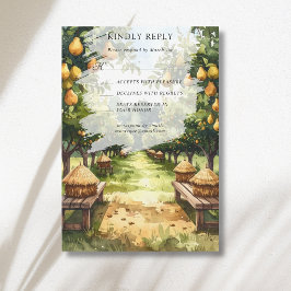 Ländliche Birnenplantage Rustikale Hochzeit RSVP Karte