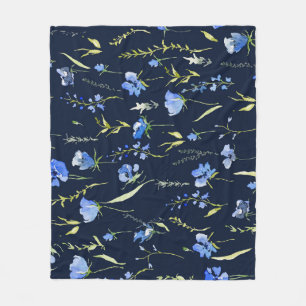 Ländliche blaue Blumen: Botanische Illustration. Fleecedecke
