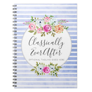 Ländliche Blumen-Aquarell Moderne Streifen Shabby Notizblock