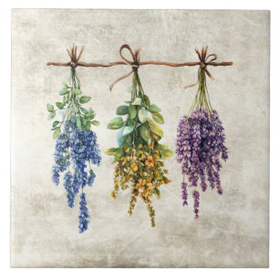 Ländliche Blumen Kräuter mit Twine-Design Fliese
