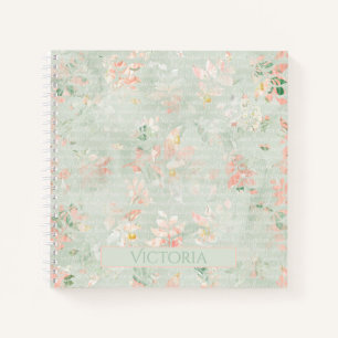Ländliche Blumen Pastell Vintage Personalisiert Notizbuch