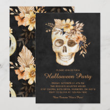 Ländliche Blumen-Schädel-Halloween-Party