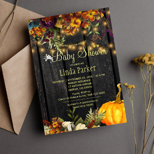 Ländliche Blumen Scheunenholz Herbst Baby Shower Einladung