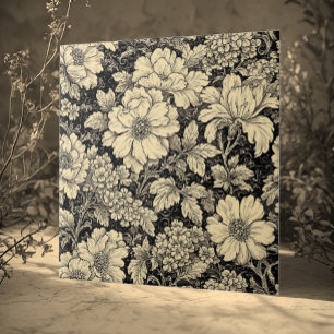 Ländliche Blumenmotive Monochrom Gebeizt Fliese