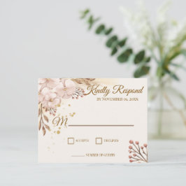 Ländliche Blush- und Gold-Blumen-Boho-RSVP-Karte RSVP Karte