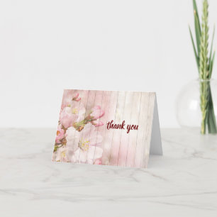 Ländliche Blüten   Rosa Kirschblüte Dankeskarte