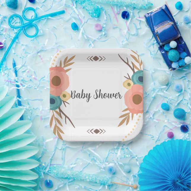 Ländliche Boho-Baby-Party Pappteller (Party)