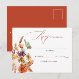 Ländliche Botanische Blumige Terrakotta-Herbsthoch Postkarte