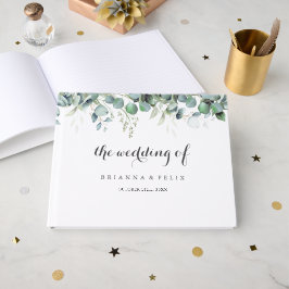 Ländliche Botanische Eukalyptus-Grün-Hochzeit Gästebuch