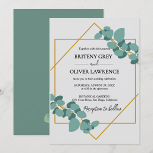 Ländliche botanische Eukalyptus-Grünzeug-Hochzeit Einladung