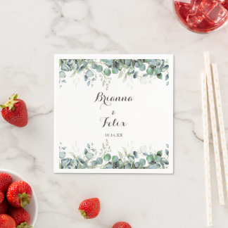 Ländliche botanische Eukalyptus-Grünzeug-Hochzeit Serviette