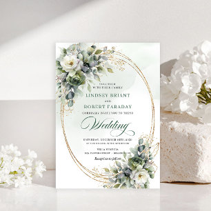 Ländliche botanische Eukalyptus-Hochzeitseinladung Einladung