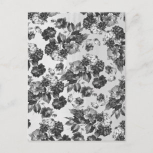 Ländliche botanische vintage schwarz weiße Blumene Postkarte