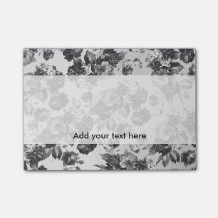 Ländliche botanische vintage schwarze weiße Blüten Post-it Klebezettel