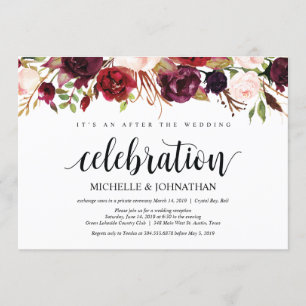 Ländliche Burgunder-Blumen-Elopement-Empfangs-Einl Einladung