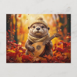 Ländliche Cottagecore-Herbst-Otter-Landschaft Postkarte